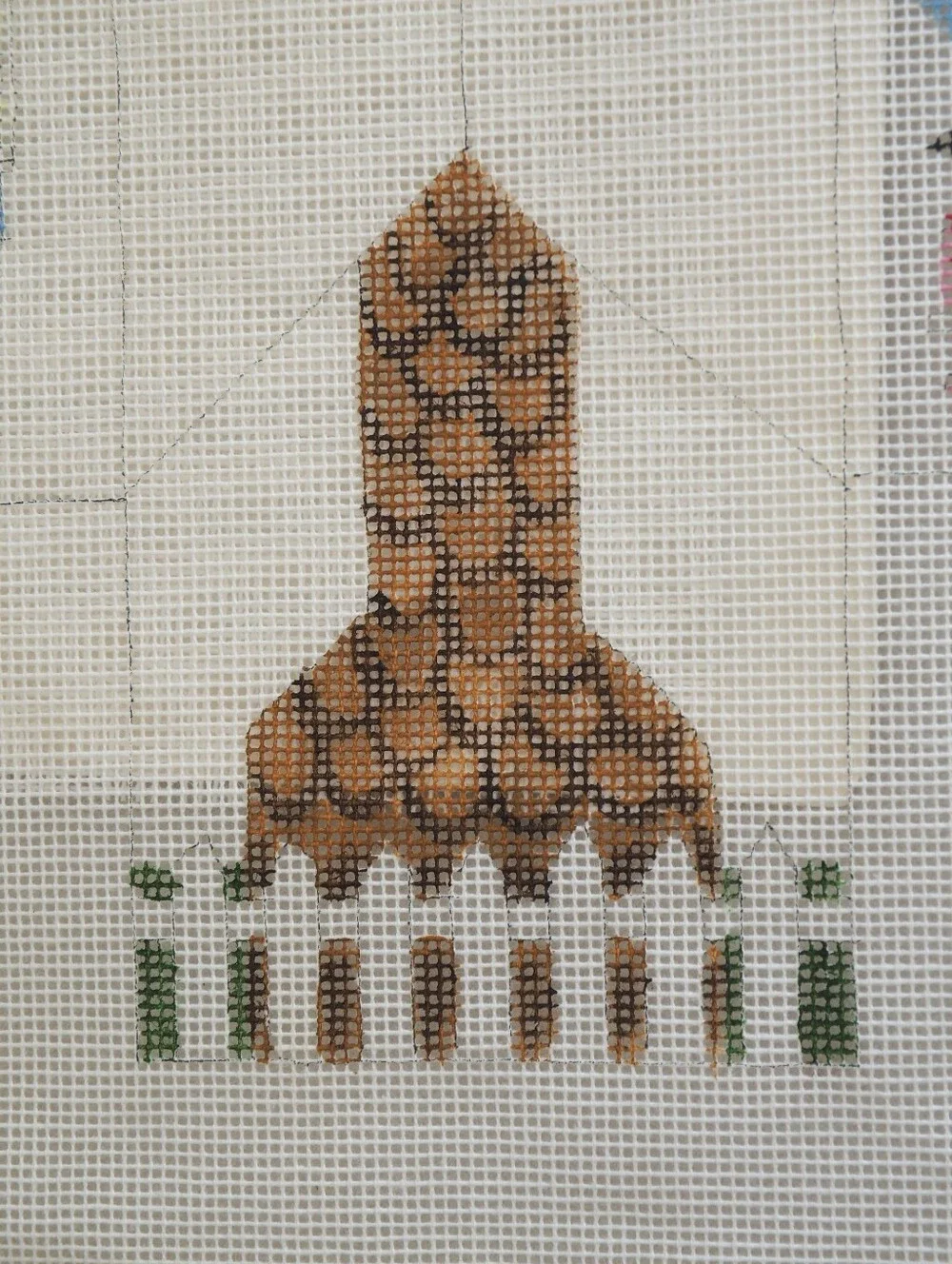 Charlotte Westerfield Vintage Hand Paint Needlepoint Canvas 3D House Brick Cover